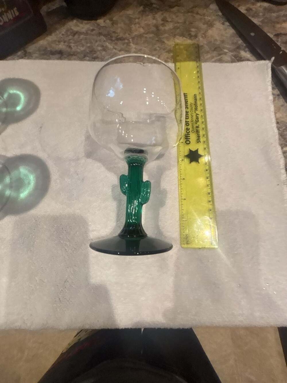 Libbey Cactus Margarita Glass Set of 4 Green Stem
